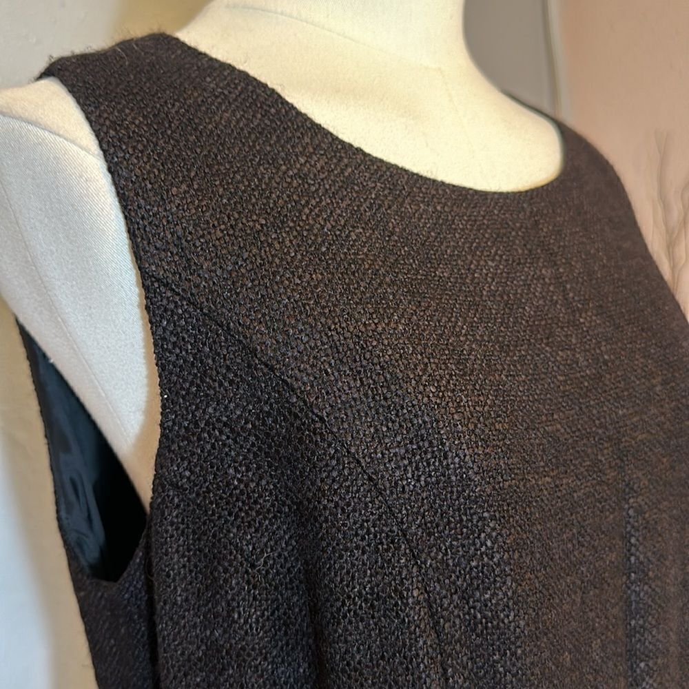 Lafayette 148 New York tweed sheath dark brown sleeveless dress size 10 - Picture 5 of 14